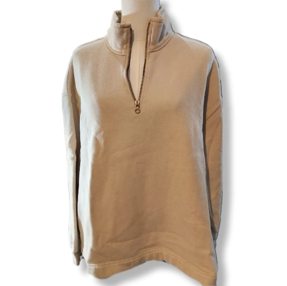 Eddie Bauer Beige Quarter-Zip Pullover XXL